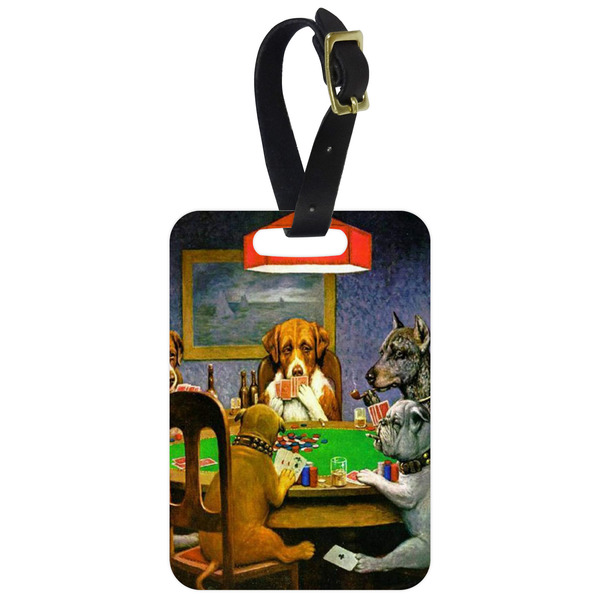 Custom Dogs Playing Poker by C.M.Coolidge Metal Luggage Tag