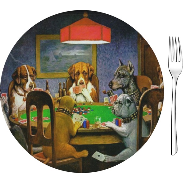Custom Dogs Playing Poker by C.M.Coolidge 8" Glass Appetizer / Dessert Plates - Single or Set