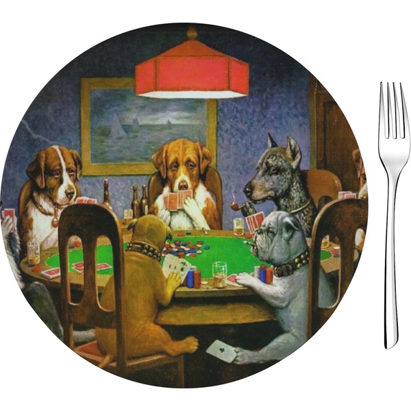 Custom Dogs Playing Poker by C.M.Coolidge Glass Appetizer / Dessert Plate 8"