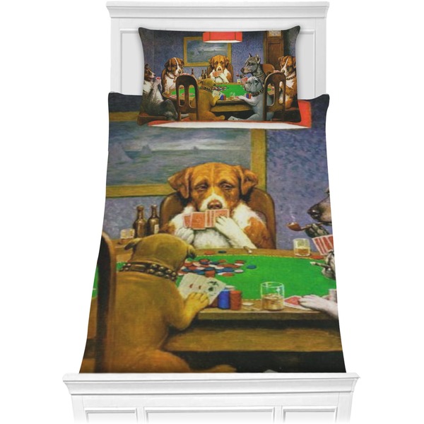 Custom Dogs Playing Poker 1903 C.M.Coolidge Comforter Set - Twin