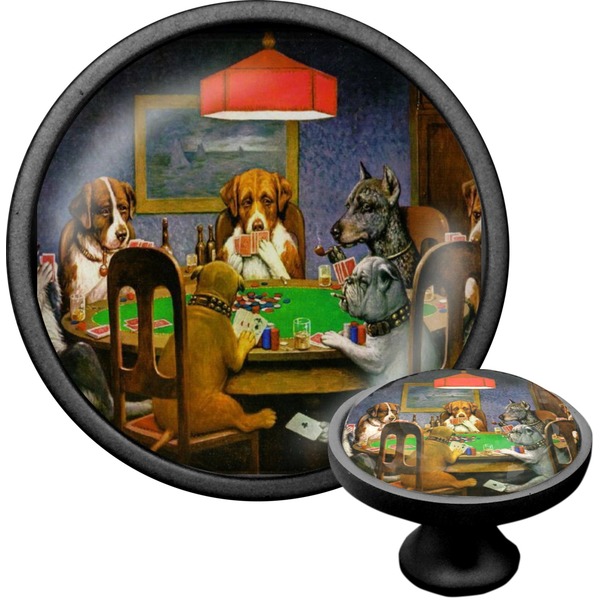 Custom Dogs Playing Poker 1903 C.M.Coolidge Cabinet Knob (Black)