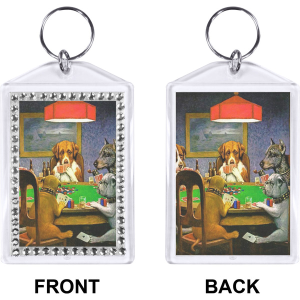 Dogs Playing Poker by C.M.Coolidge Bling Keychain (Front + Back)