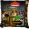 Dogs Playing Poker by C.M.Coolidge Faux-Linen Throw Pillow