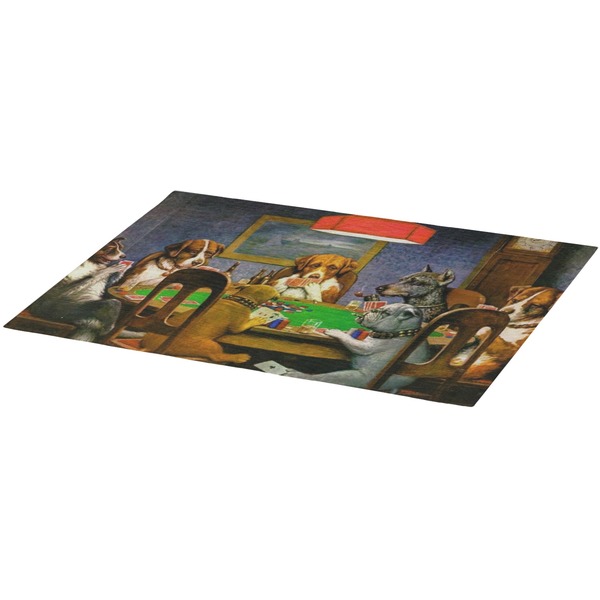 Dogs Playing Poker by C.M.Coolidge Burlap Placemat (Angle View)