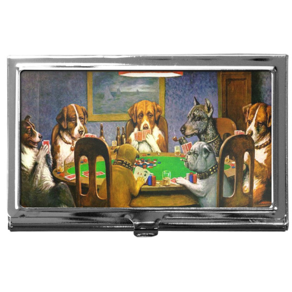 Custom Dogs Playing Poker by C.M.Coolidge Business Card Case