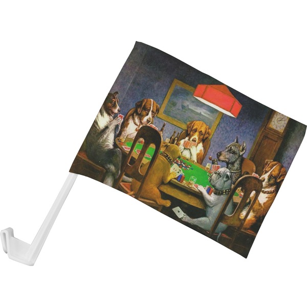 Custom Dogs Playing Poker by C.M.Coolidge Car Flag - Small
