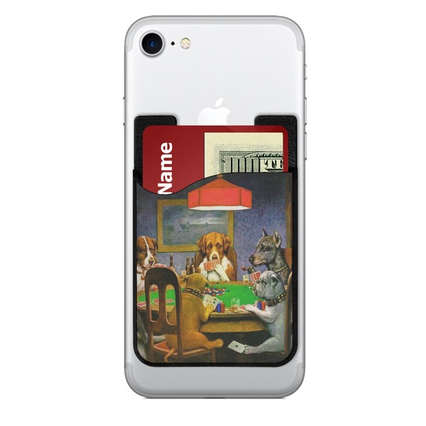 Custom Dogs Playing Poker by C.M.Coolidge 2-in-1 Cell Phone Credit Card Holder & Screen Cleaner