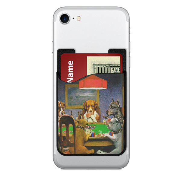 Custom Dogs Playing Poker by C.M.Coolidge 2-in-1 Cell Phone Credit Card Holder & Screen Cleaner