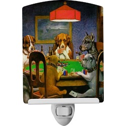 Dogs Playing Poker 1903 C.M.Coolidge Ceramic Night Light