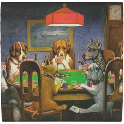Dogs Playing Poker 1903 C.M.Coolidge Ceramic Tile Hot Pad
