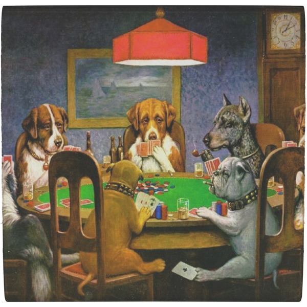 Custom Dogs Playing Poker 1903 C.M.Coolidge Ceramic Tile Hot Pad