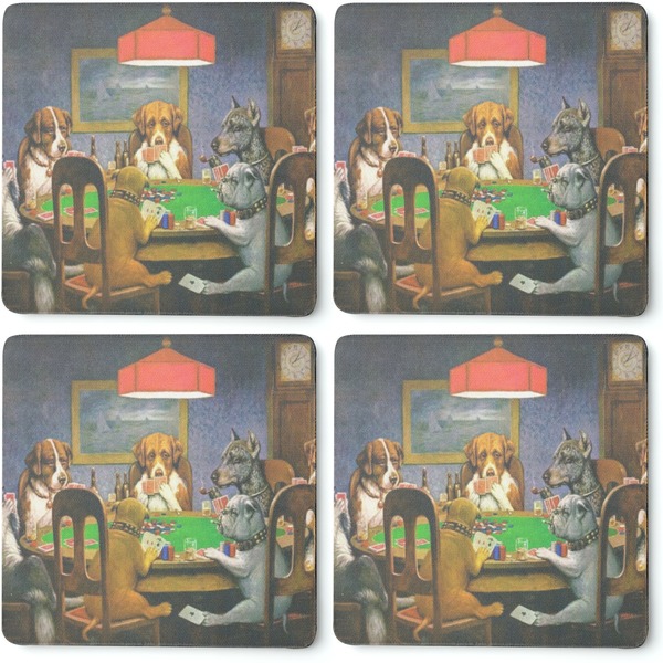 Dogs Playing Poker by C.M.Coolidge Coaster Rubber Back - Apvl