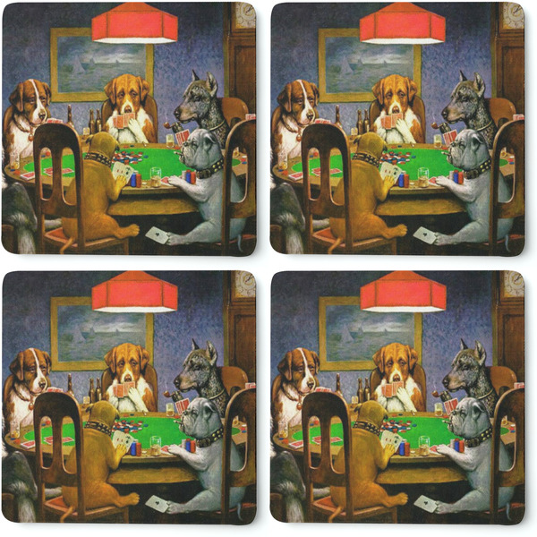 Dogs Playing Poker by C.M.Coolidge Coaster Rubber Back - Apvl