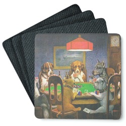 Dogs Playing Poker by C.M.Coolidge Square Rubber Backed Coasters - Set of 4