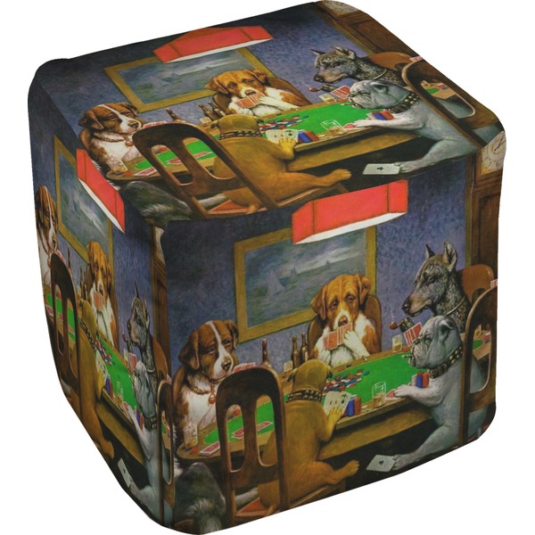 Custom Dogs Playing Poker 1903 C.M.Coolidge Cube Pouf Ottoman - 13"