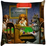 Dogs Playing Poker 1903 C.M.Coolidge Decorative Pillow Case