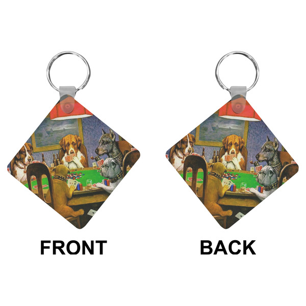 Dogs Playing Poker by C.M.Coolidge Diamond Keychain (Front + Back)