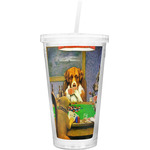 Dogs Playing Poker 1903 C.M.Coolidge Double Wall Tumbler with Straw