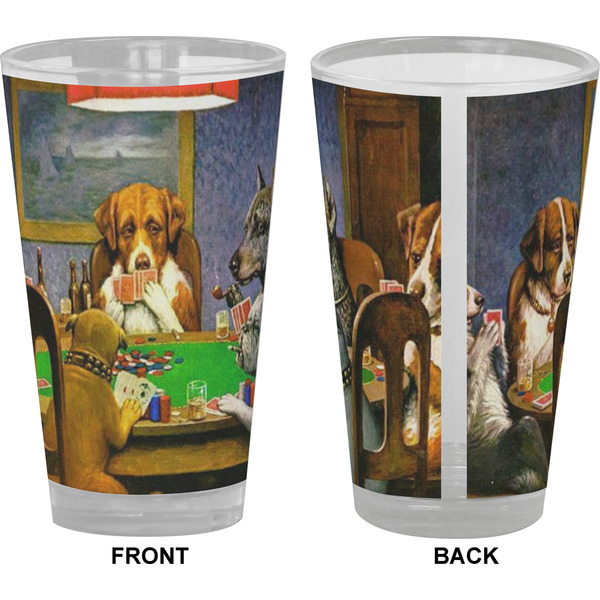 Dogs Playing Poker by C.M.Coolidge Pint Glass - Full Color - Front & Back Views