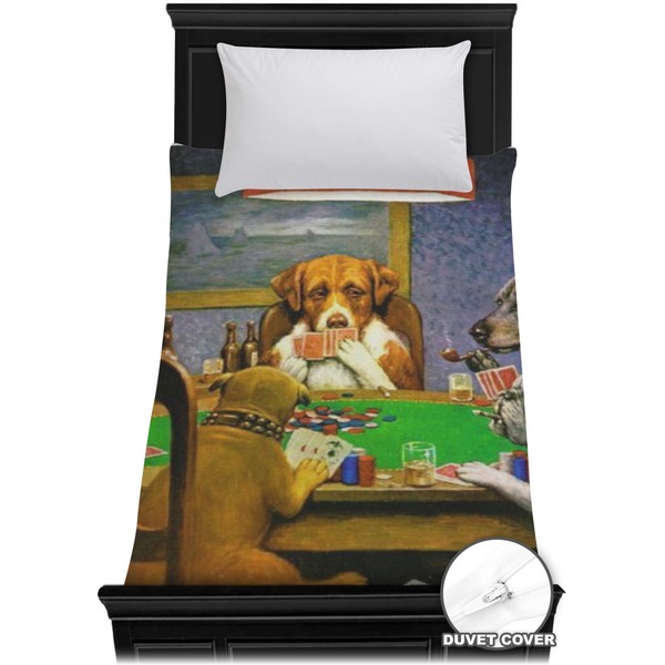 Custom Dogs Playing Poker 1903 C.M.Coolidge Duvet Cover - Twin