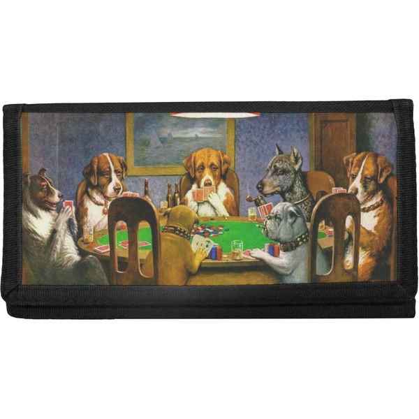 Custom Dogs Playing Poker by C.M.Coolidge Canvas Checkbook Cover