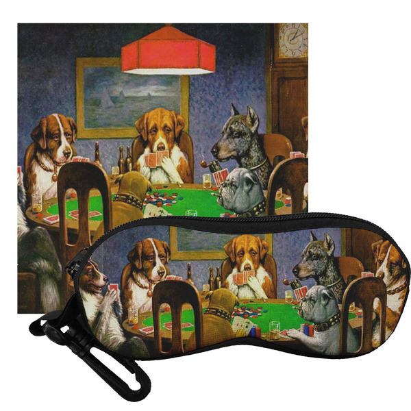 Custom Dogs Playing Poker 1903 C.M.Coolidge Eyeglass Case & Cloth