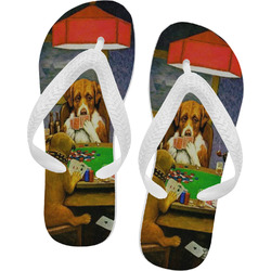 Dogs Playing Poker 1903 C.M.Coolidge Flip Flops - Small