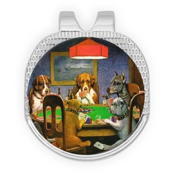 Dogs Playing Poker by C.M.Coolidge Golf Ball Marker - Hat Clip - Silver
