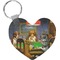 Dogs Playing Poker by C.M.Coolidge Heart Keychain (Personalized)