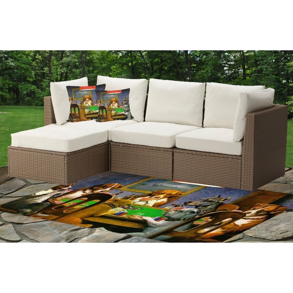 Dogs Playing Poker by C.M.Coolidge Indoor / Outdoor Rug & Cushions