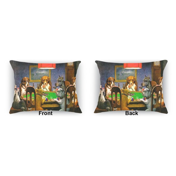 Dogs Playing Poker by C.M.Coolidge Indoor Rectangular Burlap Pillow (Front and Back)