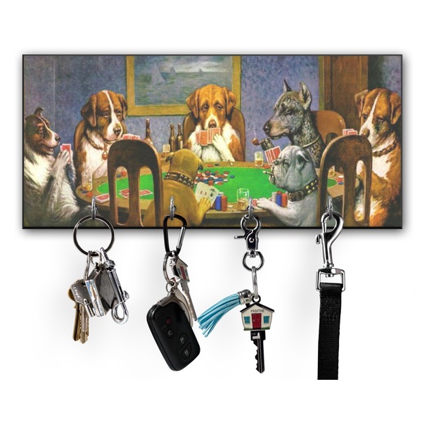 Custom Dogs Playing Poker by C.M.Coolidge Key Hanger w/ 4 Hooks