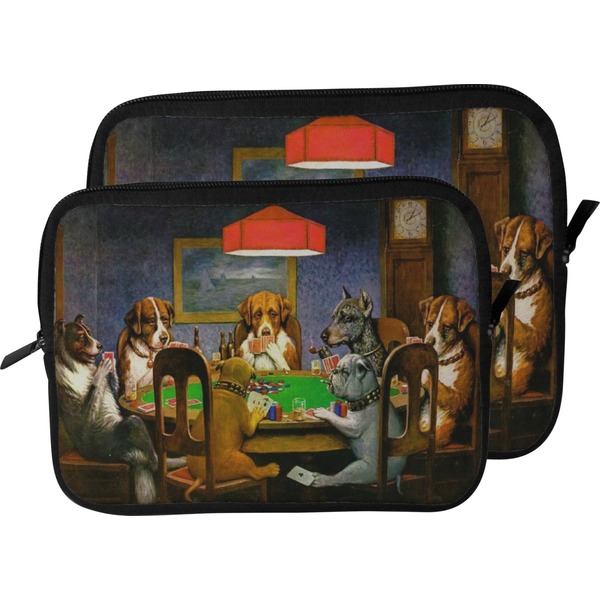 Dogs Playing Poker by C.M.Coolidge Laptop Sleeve (Size Comparison)