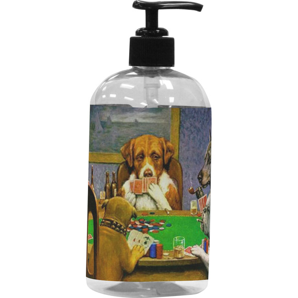 Custom Dogs Playing Poker by C.M.Coolidge Plastic Soap / Lotion Dispenser (16 oz - Large - Black)