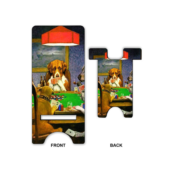 Dogs Playing Poker by C.M.Coolidge Large Phone Stand - Front & Back