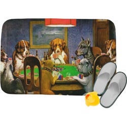 Dogs Playing Poker by C.M.Coolidge Memory Foam Bath Mat - 34"x21"