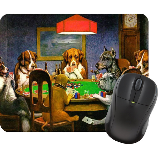 Custom Dogs Playing Poker by C.M.Coolidge Rectangular Mouse Pad