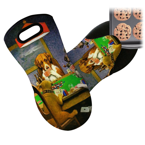 Dogs Playing Poker by C.M.Coolidge Neoprene Oven Mitt