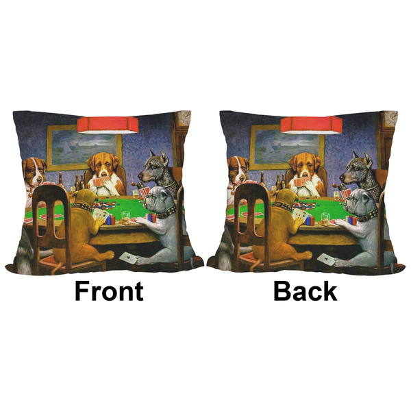 Dogs Playing Poker by C.M.Coolidge Outdoor Pillow - 16x16