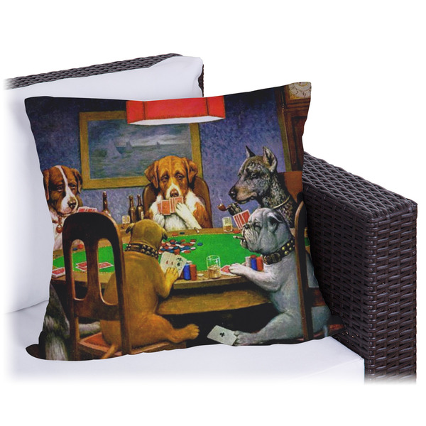 Custom Dogs Playing Poker 1903 C.M.Coolidge Outdoor Pillow