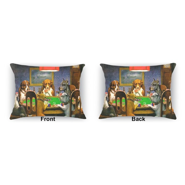 Dogs Playing Poker by C.M.Coolidge Outdoor Rectangular Throw Pillow (Front and Back)