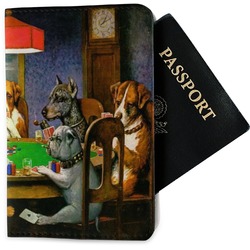 Dogs Playing Poker by C.M.Coolidge Passport Holder - Fabric
