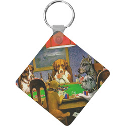Dogs Playing Poker by C.M.Coolidge Diamond Plastic Keychain