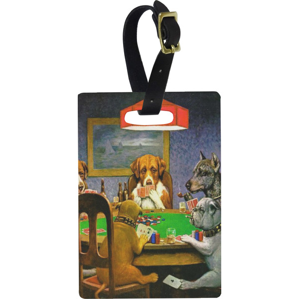 Custom Dogs Playing Poker by C.M.Coolidge Plastic Luggage Tag - Rectangular