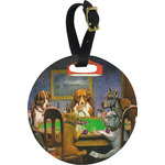 Dogs Playing Poker by C.M.Coolidge Plastic Luggage Tag - Round