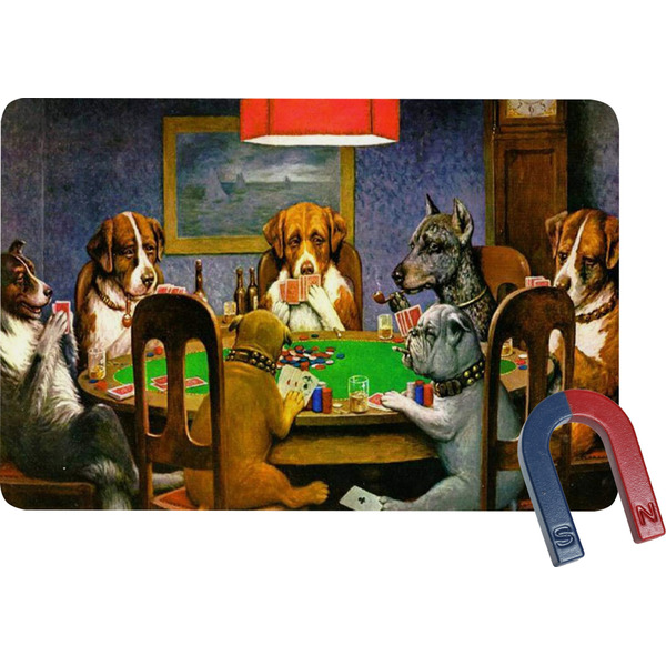 Custom Dogs Playing Poker 1903 C.M.Coolidge Rectangular Fridge Magnet