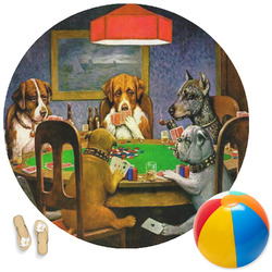 Dogs Playing Poker 1903 C.M.Coolidge Round Beach Towel