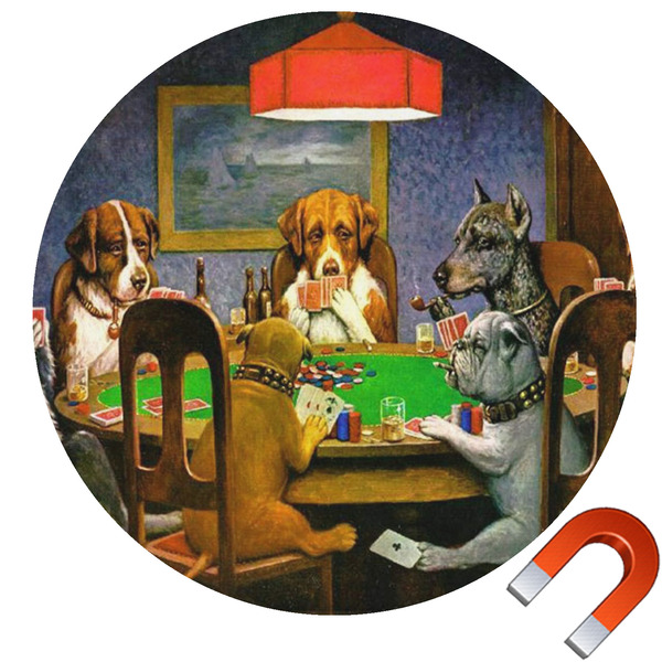 Custom Dogs Playing Poker by C.M.Coolidge Round Car Magnet - 10"