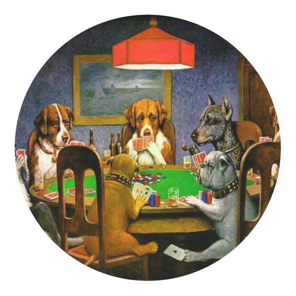 Custom Dogs Playing Poker 1903 C.M.Coolidge Round Decal - Medium