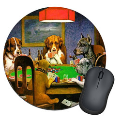 Dogs Playing Poker 1903 C.M.Coolidge Round Mouse Pad